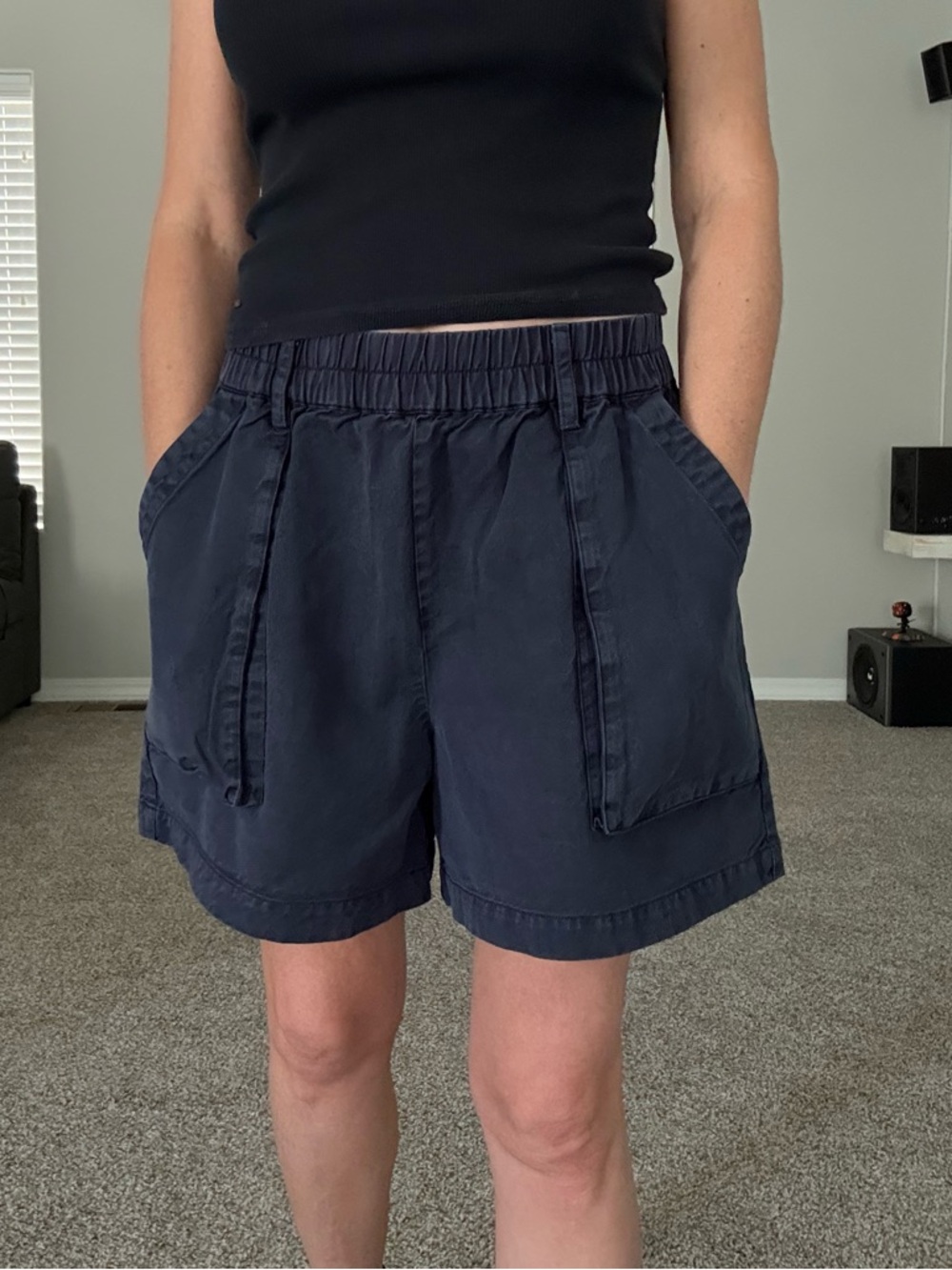 Navy Relaxed Utility Shorts - Women